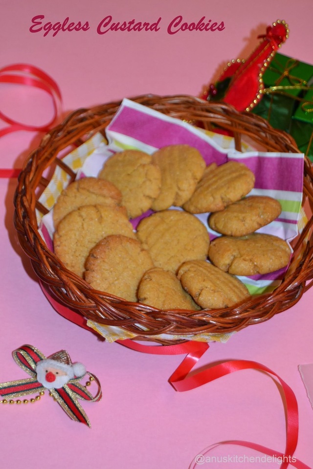 Eggless Custard Cookies/ Whole Wheat Custard Cookies