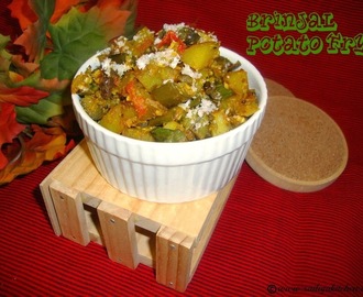 Brinjal Potato Fry / Vankaya Bangaladumpa Vepudu / Aloo Baingan Ki Sabzi / Eggplant Potato Curry Recipe