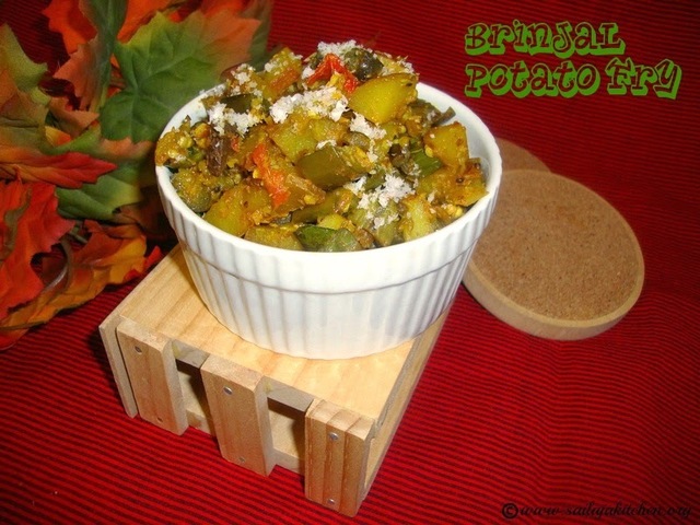 Brinjal Potato Fry / Vankaya Bangaladumpa Vepudu / Aloo Baingan Ki Sabzi / Eggplant Potato Curry Recipe