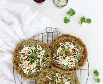 Moong dal Cheela / chilada ~ High Protein, Gluten free Lentil Crepes with Cottage Cheese Stuffing