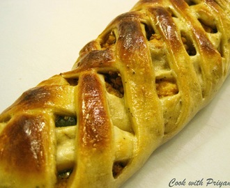 Braided bread stuffed with Paneer (Cottage cheese)