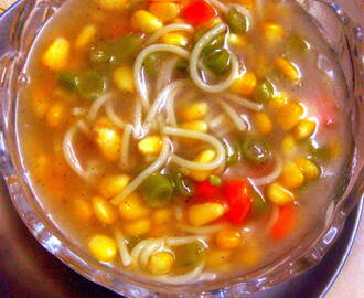 Sweet corn vegetable noodle soup