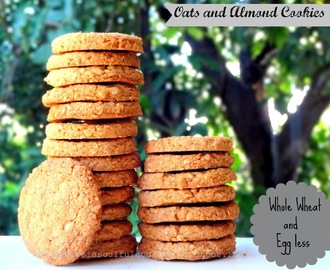 Whole Wheat Oats and Almond Cookies | Egg less Baking