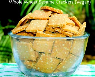 Whole Wheat Sesame Crackers (Vegan) - Healthy Snacking