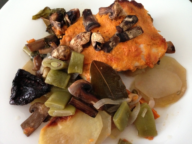 Bacallà al forn amb verdures
