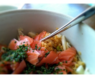 Salade de lentilles corail, fenouil et saumon fumé : voilà l'été, voilà l'été...
