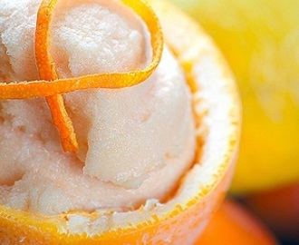 Σορμπέ πορτοκάλι χωρίς παγωτομηχανή