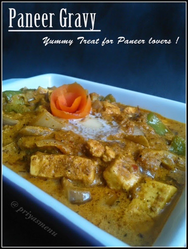 Paneer Gravy / Cottage Cheese Gravy / Side dish for Indian Breads.