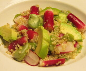 Salade de quinoa aux fèves, avocats et radis rouges