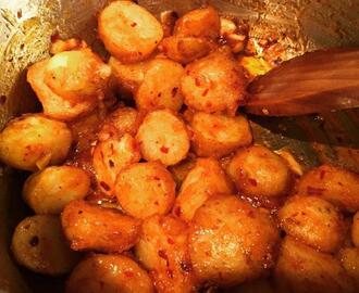 Chilli and honey glazed potatoes