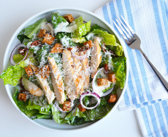 Mager cæsarsalat med kylling / Healthy chicken cæsar salad