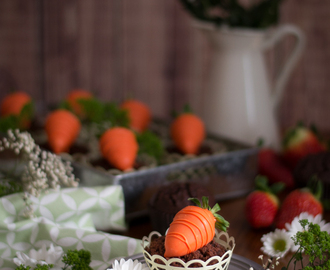 Muffins de chocolate con fresa. Receta de Pascua