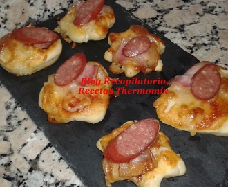 Aperitivo de pizza con la masa al estilo Telepizza, Pizza Hut o Domino´s Pizza en thermomix