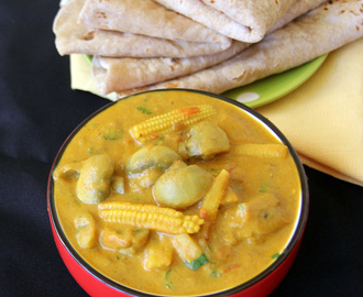 Mushroom Corn ki Jugal Bandhi - Mushroom corn subzi - Mushroom corn gravy - Side dish recipe