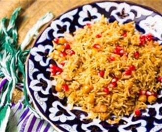 Περσικό πιλάφι με καστανό ρύζι και κοτόπουλο
