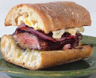 Grilled Skirt Steak and Pepper Sandwiches with Corn Mayonnaise