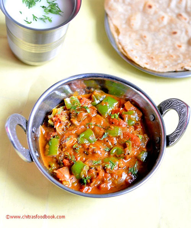 Capsicum Masala Curry Recipe-Easy Side Dish For Chapathi