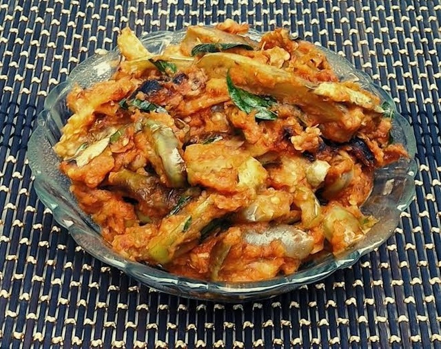 Brinjal Fry with Cream of Onion
