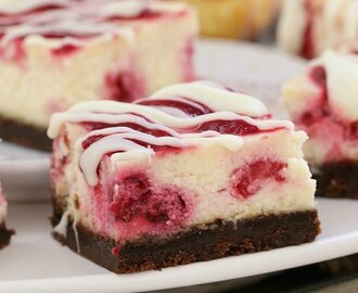 The BEST White Chocolate & Raspberry Cheesecake Slice