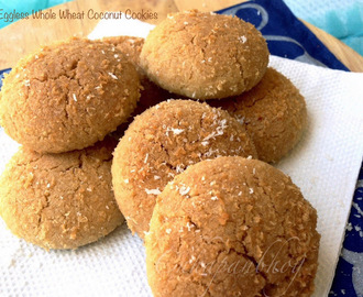 Eggless Whole Wheat Coconut Cookies with just 5 ingredients