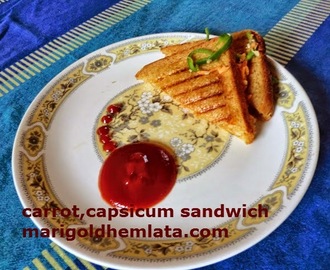 capsicum,carrot sandwich with oats and curd
