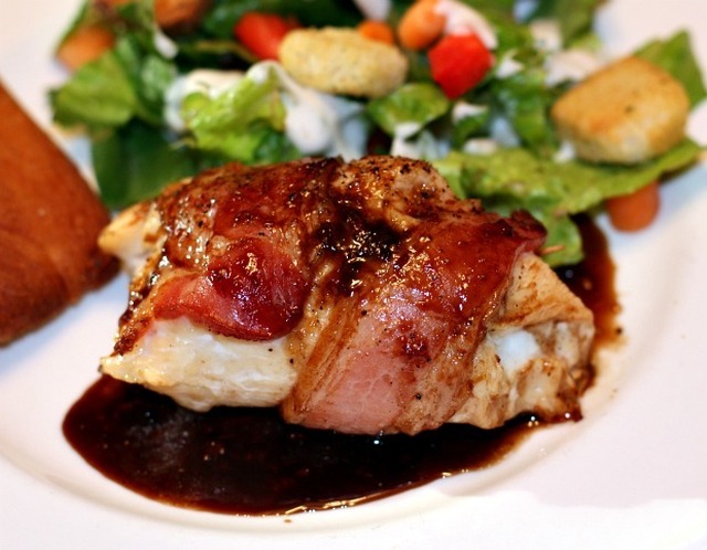 Jalapeno and Goat Cheese Stuffed Chicken Breast with Fig Balsamic Sauce