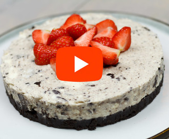 Easy! No-bake Oreo cheesecake taartje (Video)