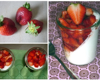 Leichtes Dessert mit Joghurt und Erdbeeren