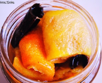 Γλυκό του κουταλιού πορτοκάλι και λεμόνι χωρίς ζάχαρη.