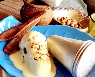 Kesar, Badam and Pista Kulfi/ Saffron, Almond and Pistachio Ice Cream(Indian Style)