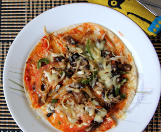 Vegetarian Tortilla Pizza Recipe - Simple breakfast recipe - Kids friendly recipe - Kids snack recipe