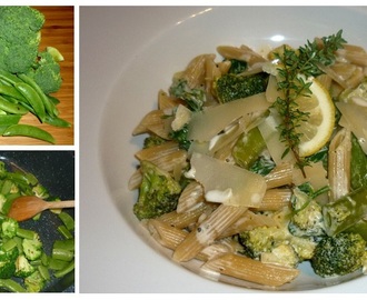 “Green Pasta”: Nudeln mit grünem Gemüse