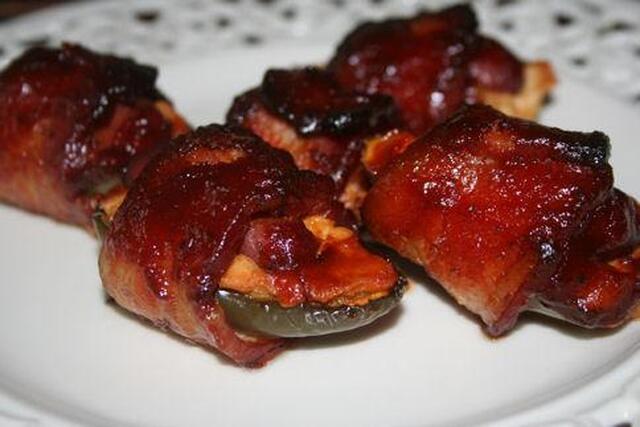 Spicy "lil Smokie" Bacon Wrapped Jalapeno Poppers
