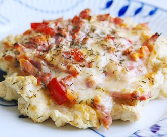Pizzapaj med ost skinka & tomat