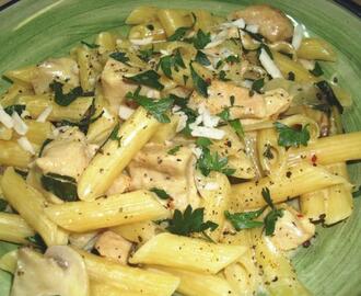 Pasta With Chicken in a Light White Wine and Fresh Herb Sauce