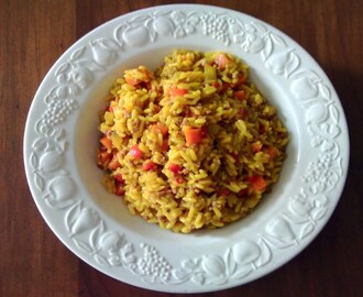 Receta de Risotto con Carne Picada y Verduras {arroz amarillo}