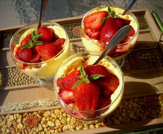 Peaches and strawberry Trifle