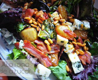 Ensalada de peras salteadas,vinagre de módena,panceta,gorgonzola y miel templada by Lorraine Pascale