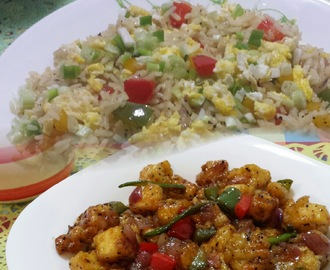EGG FRIED RICE WITH SWEET N SOUR PANEER