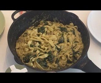 Pasta scampi met spinazie - snapchat