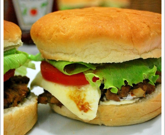 lanche saudável: hambúrguer vegetariano com feijão