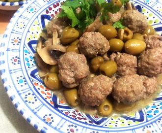 Mthawem, Boulettes de boeufs hachés aux olives vertes et champignons frais et cumin/Plat Algérien
