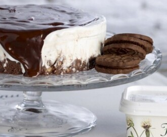 Τούρτα παγωτό βανίλια με βάση από σοκολατομπισκότο από το Cookoo.gr!