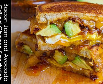 Bacon Jam and Avocado Grilled Cheese Sandwich with Fried Egg