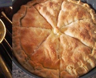 Αφράτη τυρόπιτα με γιαούρτι και χωριάτικο φύλλο Greek tyropita -feta cheese pie with homemade phyllo dough
