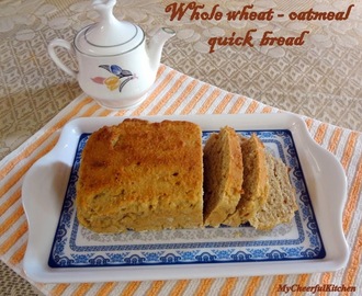 Eggless whole wheat and oatmeal quick bread