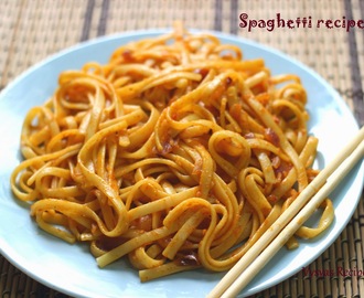 Spaghetti recipe(Indian Style)  - Spaghetti  in Spicy  Tomato Sauce - Tomato spaghetti recipe