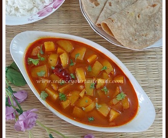 Rasawala Bateta nu Shaak - Gujarati Style No Onion / No Garlic Potato Gravy Curry