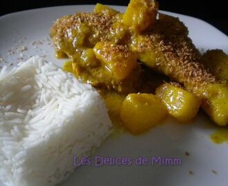 Cuisses de poulet au curry, lait de coco et ananas