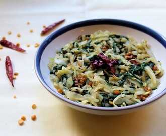 Cabbage, Spinach Stir-fry with Walnuts